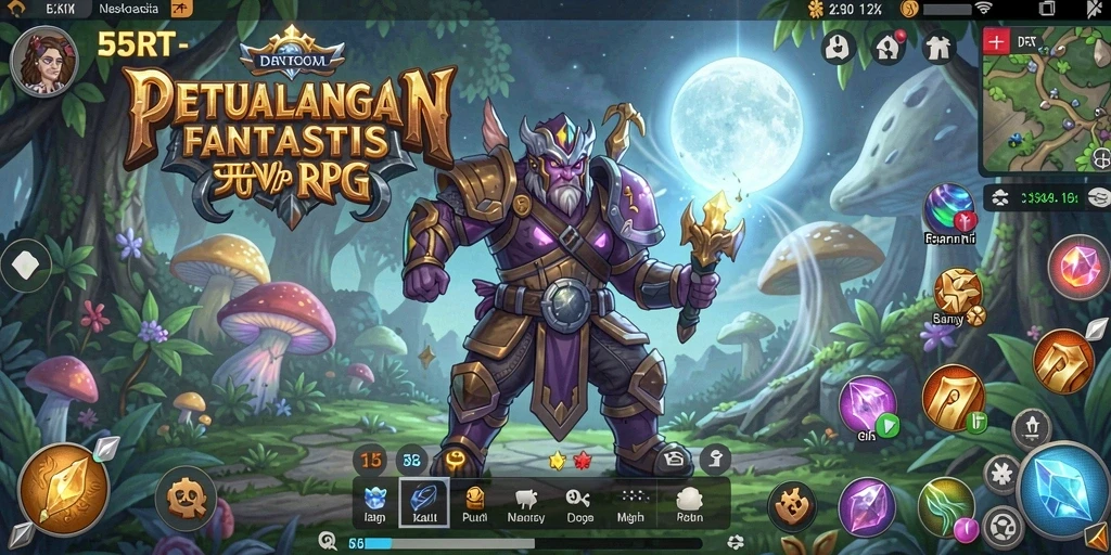 Tampilan gameplay RPG yang seru dan mendebarkan di dalam 55RT.