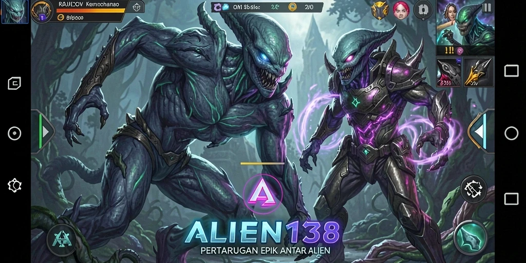 Screenshot gameplay ALIEN138 menampilkan aksi pertarungan yang mendebarkan.