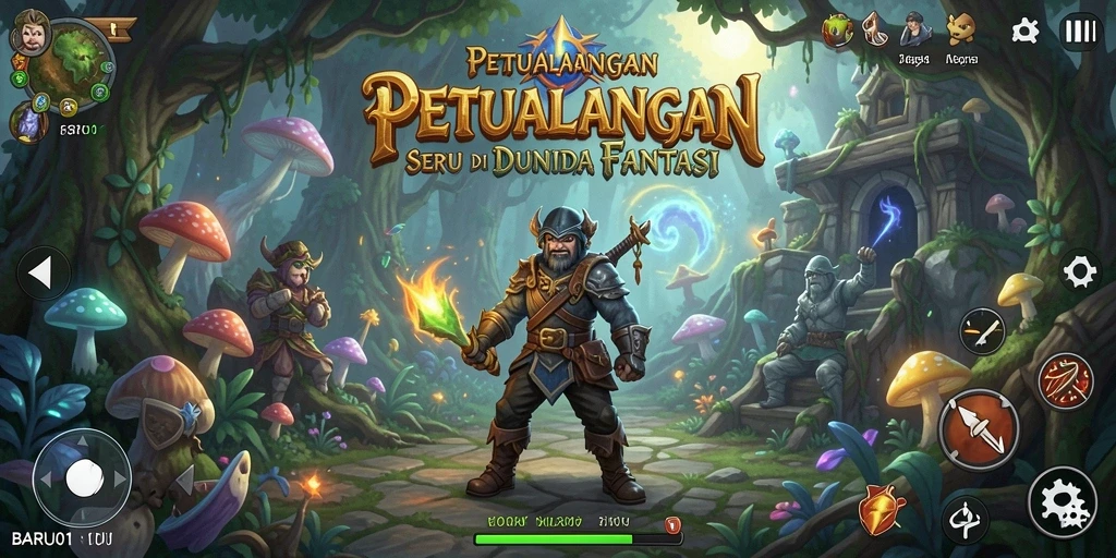 Screenshot BARU01 menunjukkan aksi seru dalam petualangan dunia fantasi.