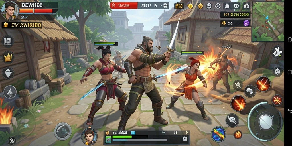 Screenshot gameplay DEWI188 menunjukkan pertempuran strategis yang seru.