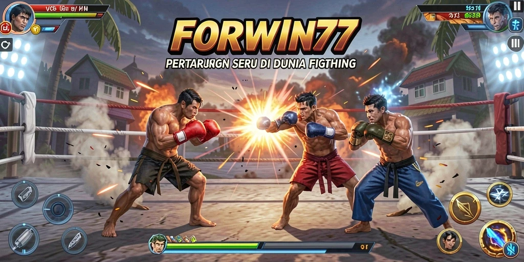 Tampilan menarik dari gameplay FORWIN77 dalam pertarungan Fighting.