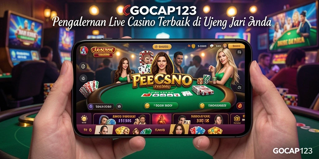 Tangkapan layar GOCAP123 menampilkan dealer profesional dalam permainan Live Casino.