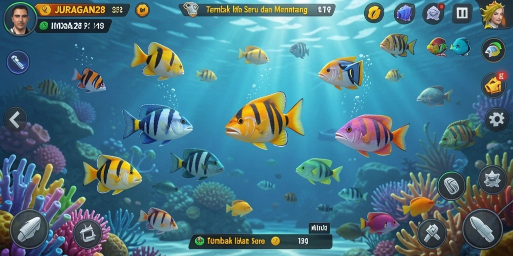 Gameplay JURAGAN28 yang mendebarkan dalam berburu ikan.