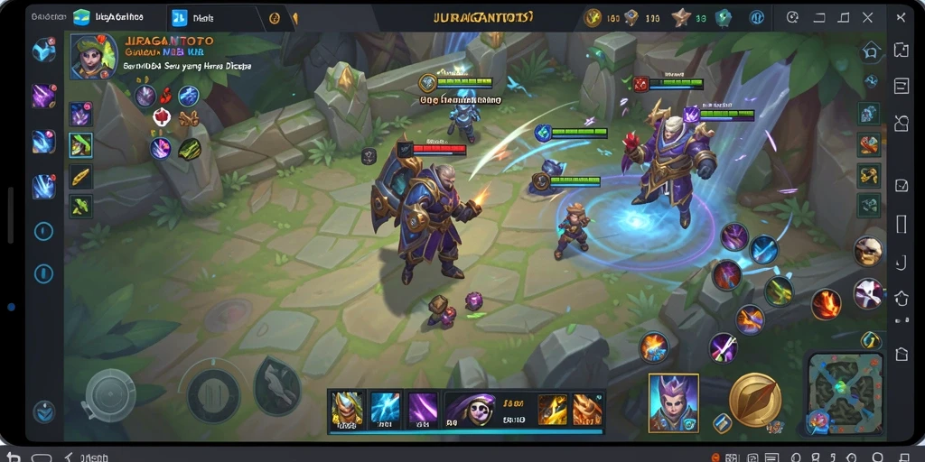 Tampilan gameplay JURAGANTOTO dengan aksi seru di arena MOBA.