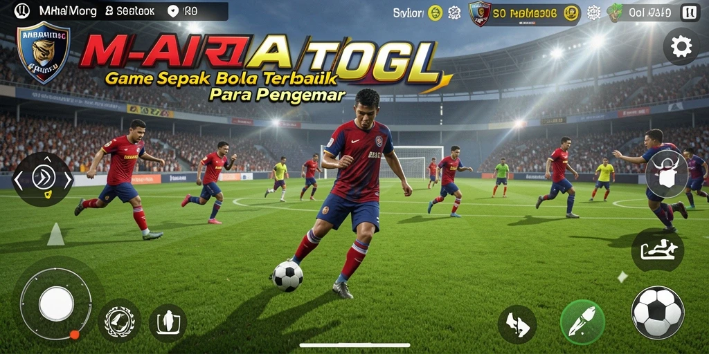 Screenshot utama MARIATOGL menampilkan aksi sepak bola mendebarkan.