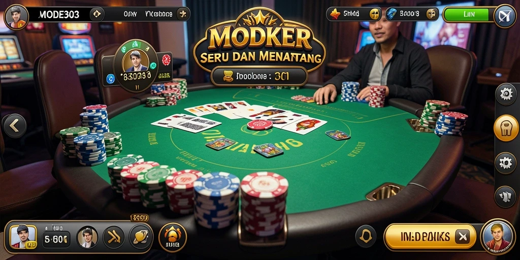 Screenshot utama MODE303 menampilkan aksi seru permainan Poker.