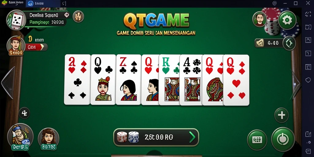Tampilan utama QTGAME dengan gameplay domino yang seru.