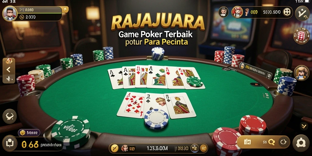 Tangkapan layar utama RAJAJUARA menampilkan aksi seru permainan Poker.