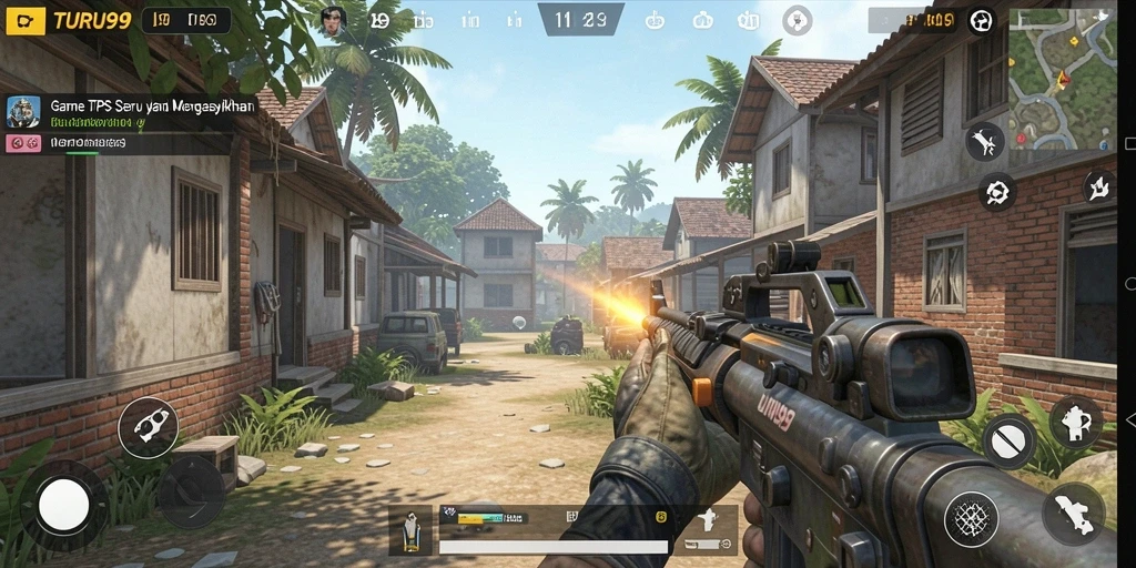 Tampilan gameplay mendebarkan dari TURU99 dengan aksi TPS yang intens.