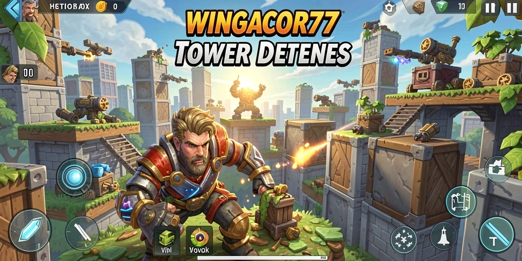 Gameplay menarik WINGACOR77 dengan menara dan musuh yang dinamis.